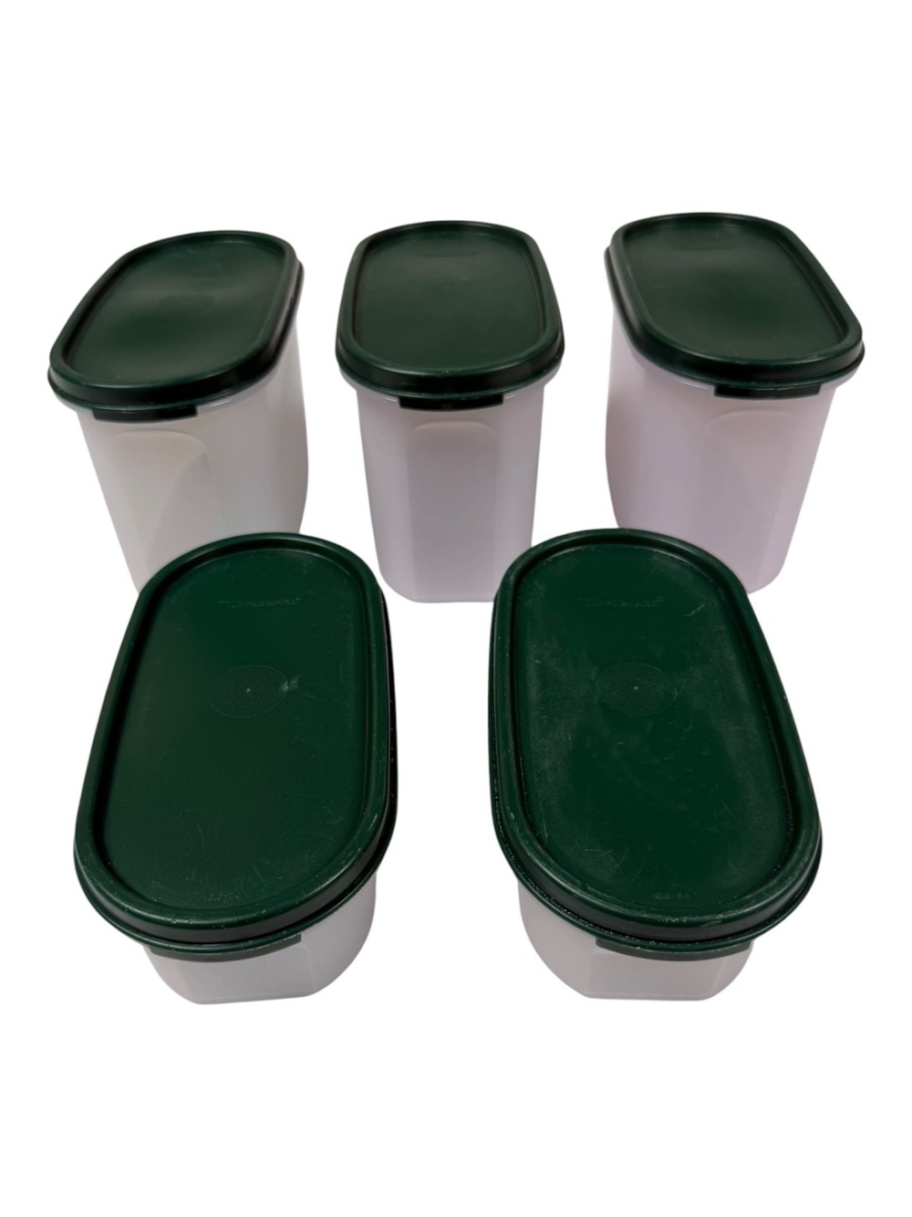Vintage Tupperware Modular Mates Hunter Green Lid Oval Pantry Storage Containers